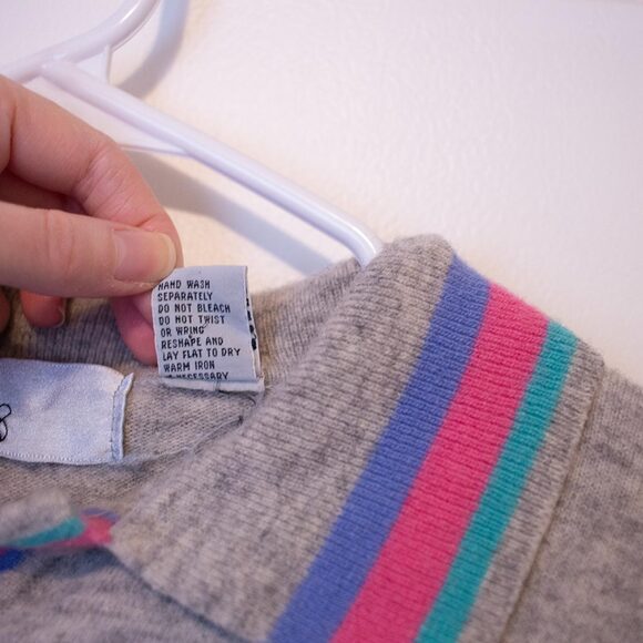 Preppy VTG L Idioms Sweater Lambswool Grey Colorblock 90s Henley | Bright Winter - Picture 8 of 8